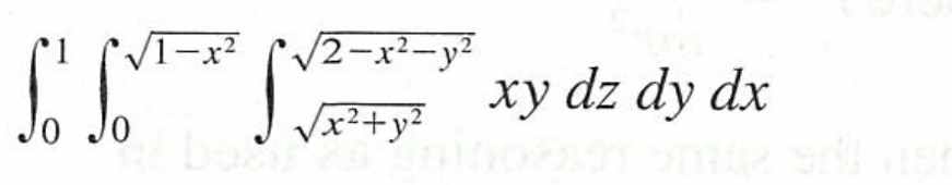 VI=x² C/2-x²-y?
Jo
J Vr+y? xy dz dy dx
