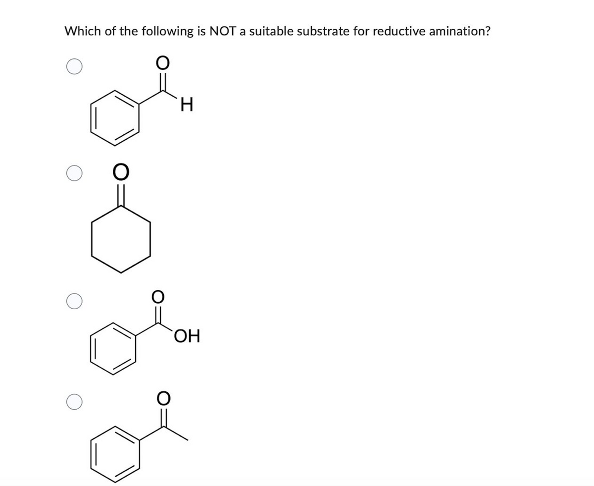 Which of the following is NOT a suitable substrate for reductive amination?
H
OH