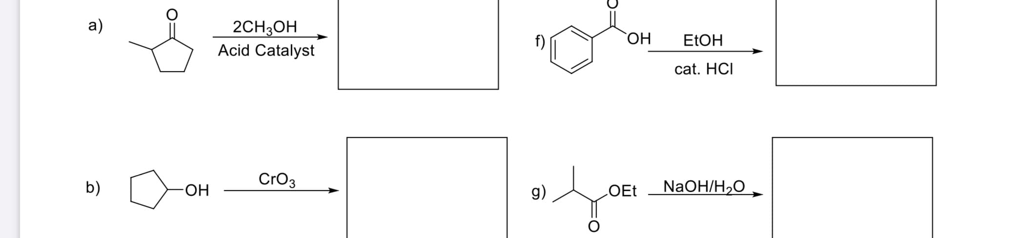 a)
2CH3OH
Acid Catalyst
