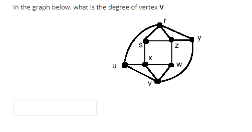 In the graph below, what is the degree of vertex V

