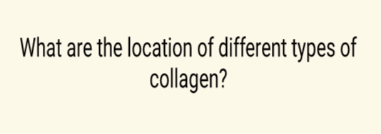 What are the location of different types of
collagen?
