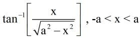 X
tan
-a <x < a
Va² – x²,
2
2
