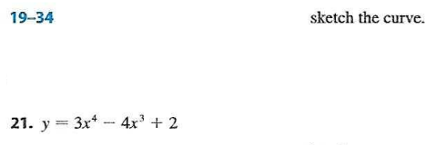 19-34
sketch the cur
urve.
21. y = 3x* - 4x' + 2
