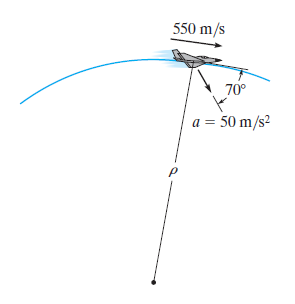 550 m/s
70°
a = 50 m/s2
