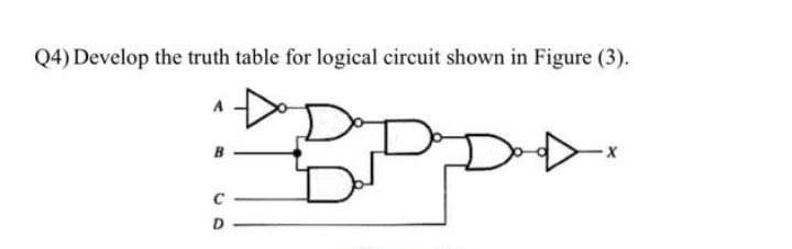 Q4) Develop the truth table for logical circuit shown in Figure (3).
po
De
B
D
