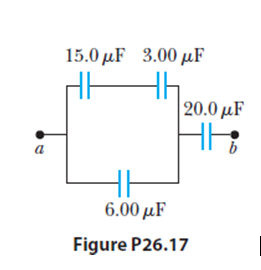 15.0 μF3.00 μF
| 20.0 µF
НB
6.00 μF
Figure P26.17
