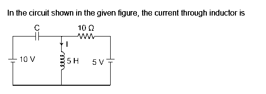 In the circuit shown in the given figure, the current through inductor is
10 2
ww
10 V
5 H
5 V
