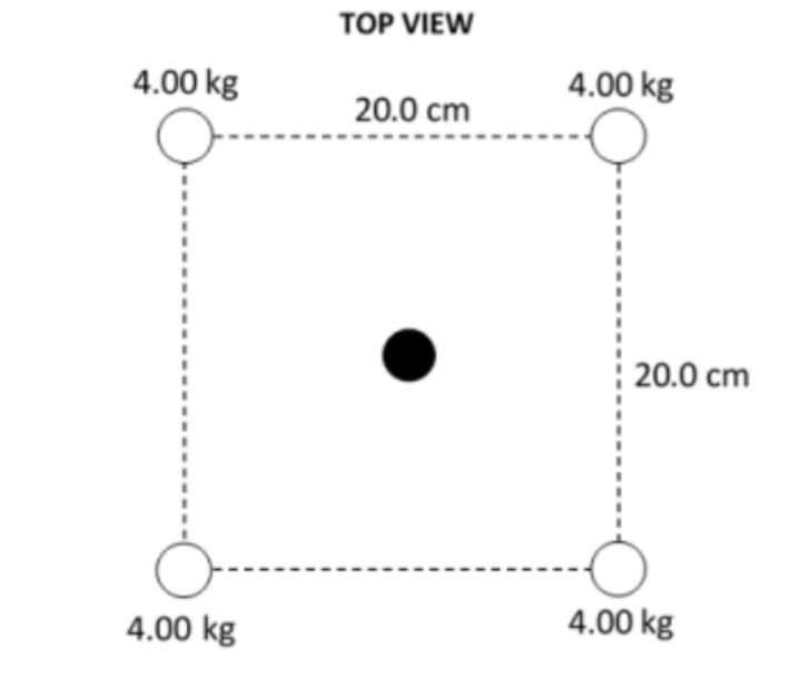 TOP VIEW
4.00 kg
4.00 kg
20.0 cm
20.0 cm
4.00 kg
4.00 kg
