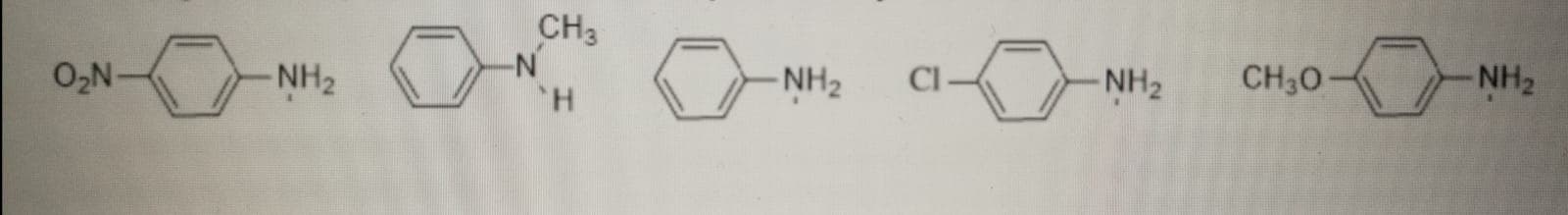 CH3
O,N-
NH2
-NH2
Cl-
NH2
CH30-
NH2
H
