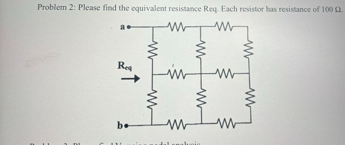 Problem 2: Please find the equivalent resistance Req. Each resistor has resistance of 100 2
a.
w
w
Req
ww
W
b.
w www
117
adelanalvaia
WW
