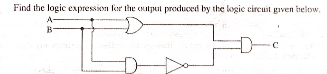 Find the logic expression for the output produced by the logic circuit given below.
A
B