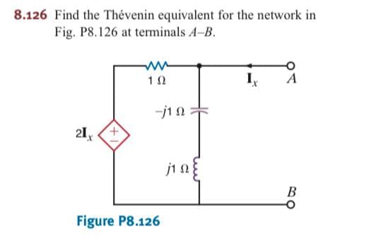 8.126 Find the Thévenin equivalent for the network in
Fig. P8.126 at terminals A-B.
10
A
j10キ
21, (4
ji n
В
Figure P8.126
