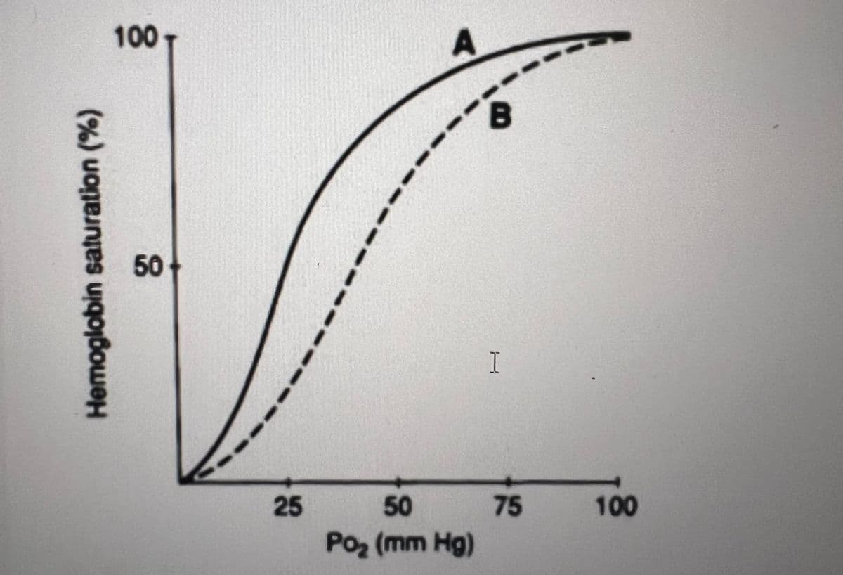Hemoglobin saturation (%)
50
100
A
----
25
50
Po₂ (mm Hg)
I
75
100