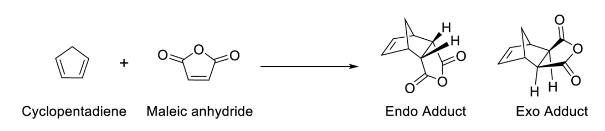 +
Cyclopentadiene
Maleic anhydride
Endo Adduct
Ехo Adduct
