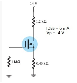 14 V
1.2 kQ
IDSS = 6 mA
Vp = -4 V
1 ΜΩ
0.43 k2

