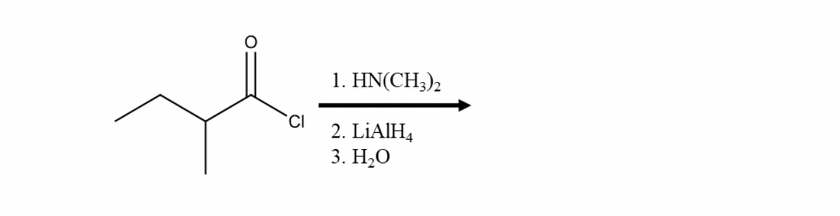 1. HN(CH3)2
CI
2. LiAlH4
3. H₂O