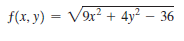 f(x, y) = V
9x² + 4y² – 36
