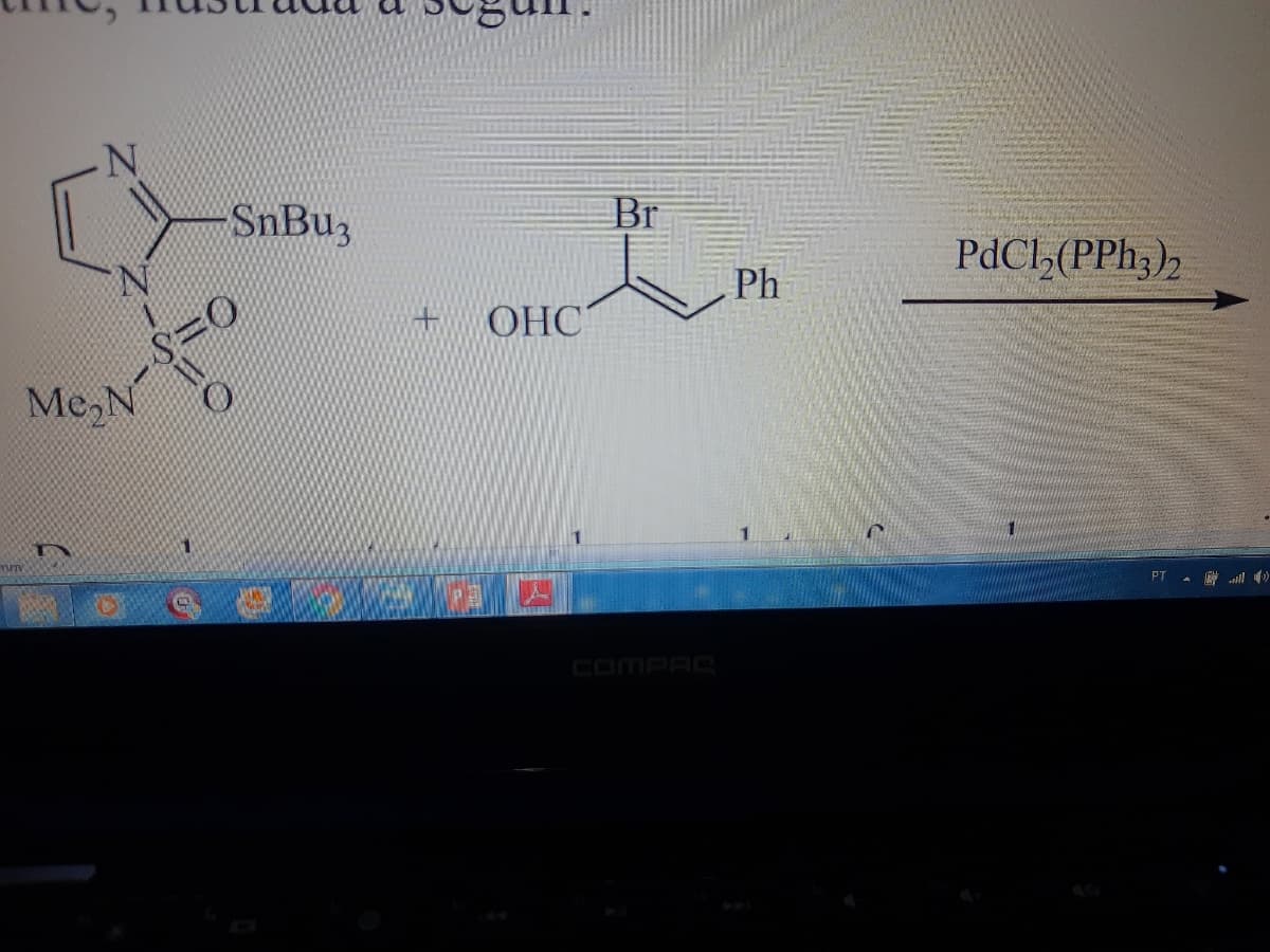 SnBu3
Br
PdCl,(PPh;),
S=0
Me, N
Ph
ОНС"
PT
COMPAC
