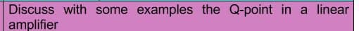 Discuss with some examples the Q-point in a linear
amplifier
