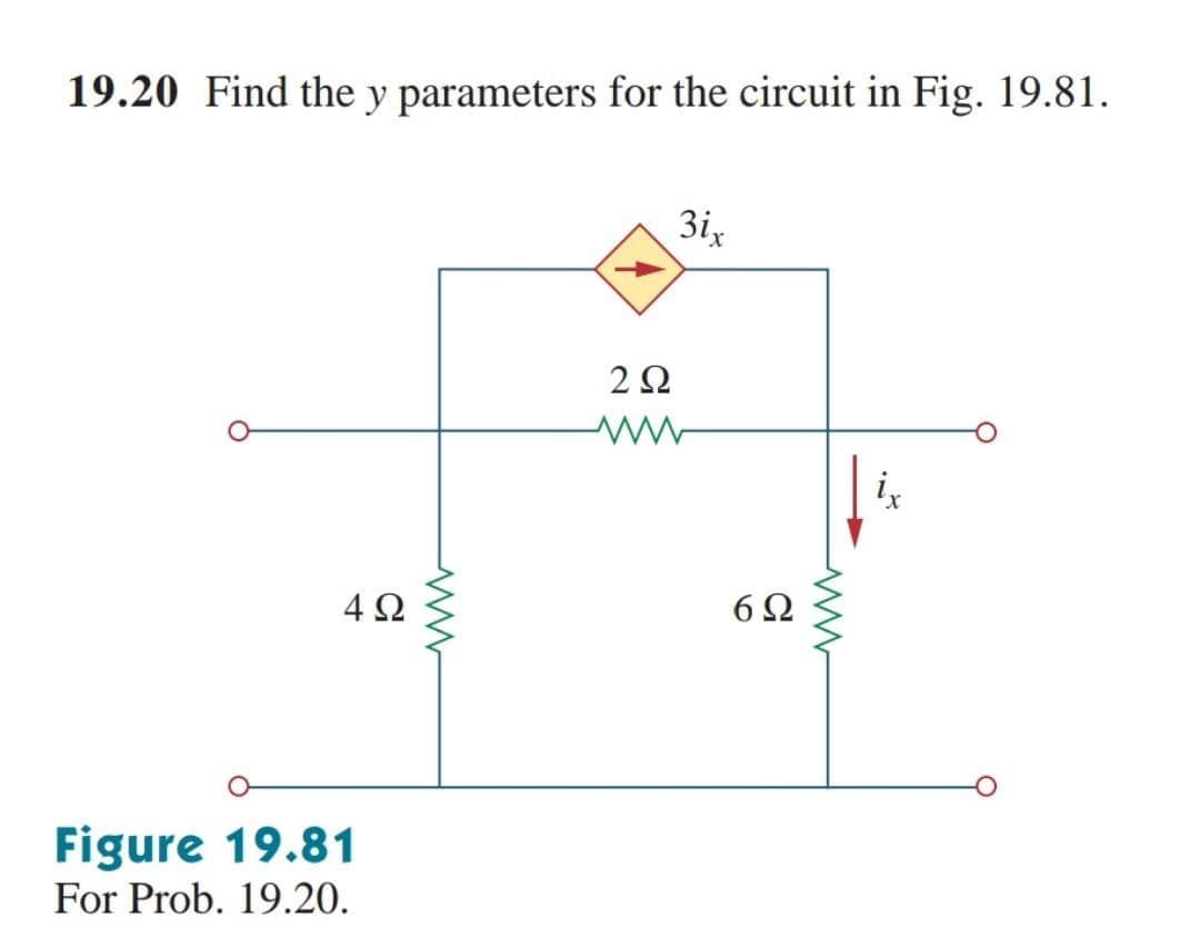 19.20 Find the y parameters for the circuit in Fig. 19.81.
3i,
2Ω
4Ω
6Ω
Figure 19.81
For Prob. 19.20.
