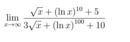 lim
x48
10
√x + (Inx)¹0 +5
Xx
3√x + (lnx) ¹00 + 10