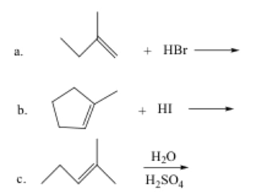 b.
+ HBr
+ HI
H₂O
H₂SO4