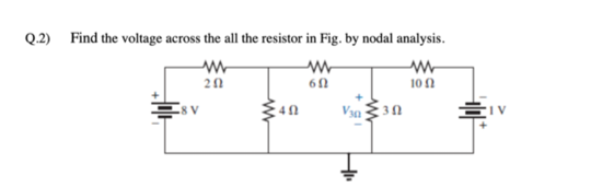 Q.2) Find the voltage across the all the resistor in Fig. by nodal analysis.
20
101
Vsa
