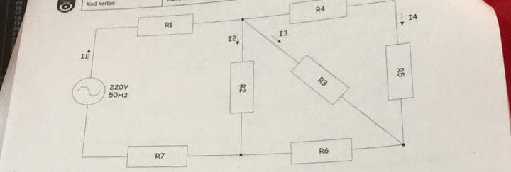 Kod kertas
R4
14
RI
13
12
R3
220V
50HZ
R6
R7
R5
R2
