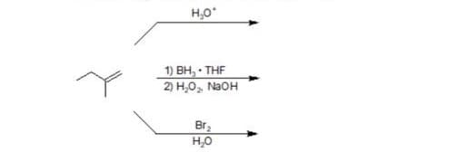 H₂O*
1)
2) H₂O₂, NaOH
BH, THF
+
Br₂
H₂O