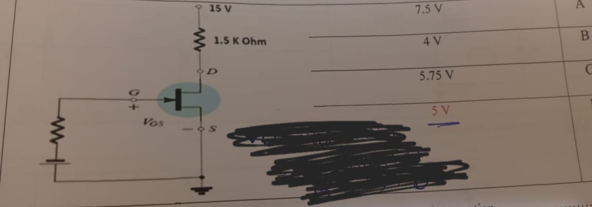 ww
Vos
201
D
15 V
1.5 K Ohm
7.5 V
4 V
5.75 V
5 V
A
B