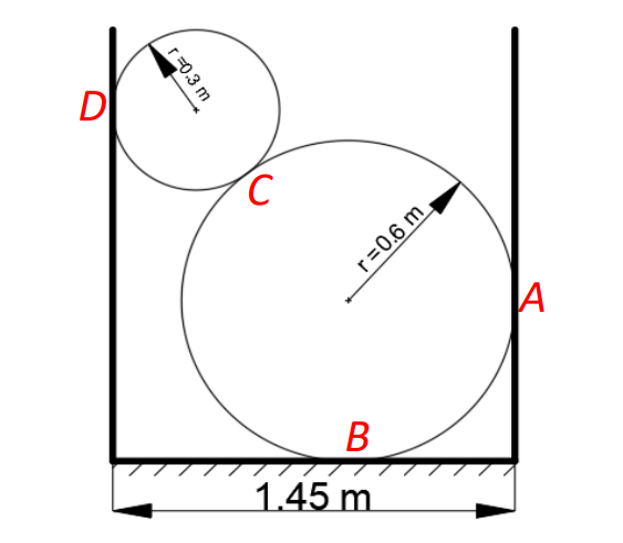D
r=0.6 m
A
В
1.45 m
r=0.3 m
