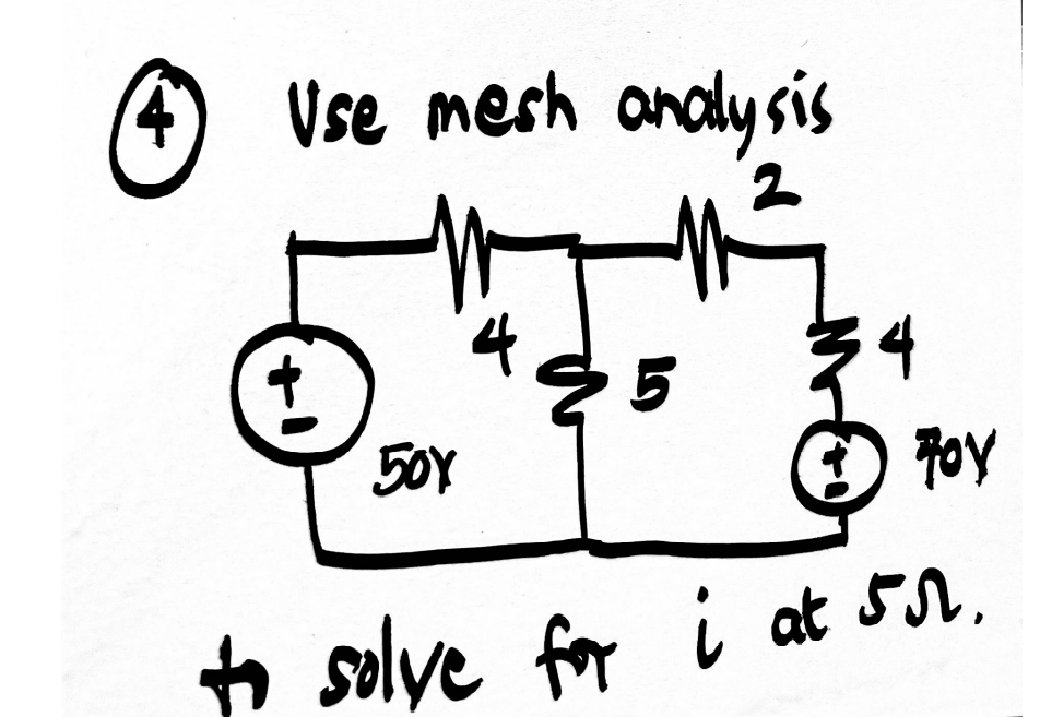 Vse mesh analysis
2
4.
+
$5
34
Toy
50x
to solve for i at 5.