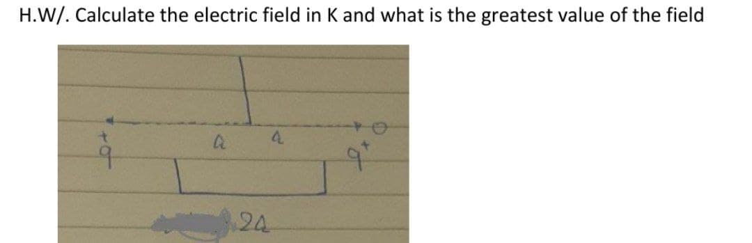 H.W/. Calculate the electric field in K and what is the greatest value of the field
24
