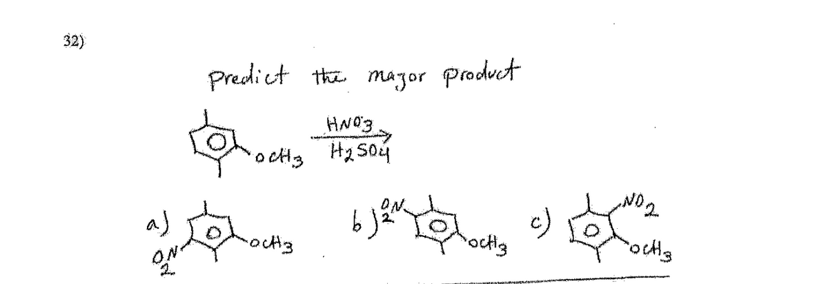 32)
له
Predict the major product
HNO3
OCH 3 H₂SO4
actty
6 J²² octly
2
"Octs