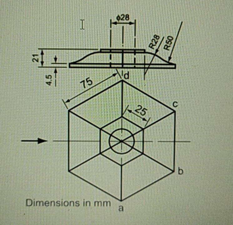 028
75
C
25
b.
Dimensions in mm
a
4.5
R28
R50
