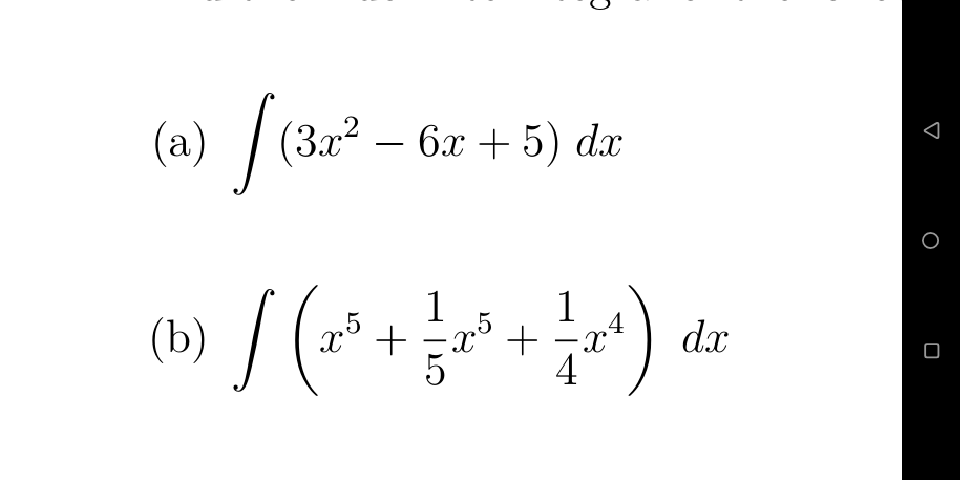 (a) /(3=²
(За? — 6х + 5) dx
-
1
.5
x° +
5
1
(b)
dx
-
4
