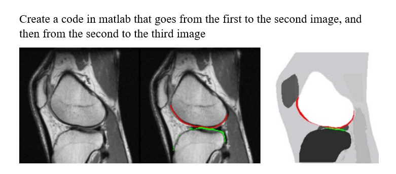 Create a code in matlab that goes from the first to the second image, and
then from the second to the third image