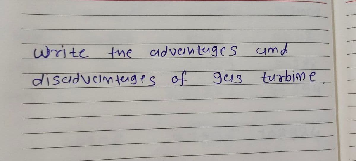 Write the advantages
amd
disadvantages of
gus
turbime