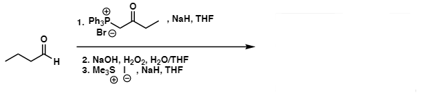 NaH, THF
1. PhзP.
Bre
2. NaOH, H202, HаоTHF
3. МезS I,NaH, THF
H,
