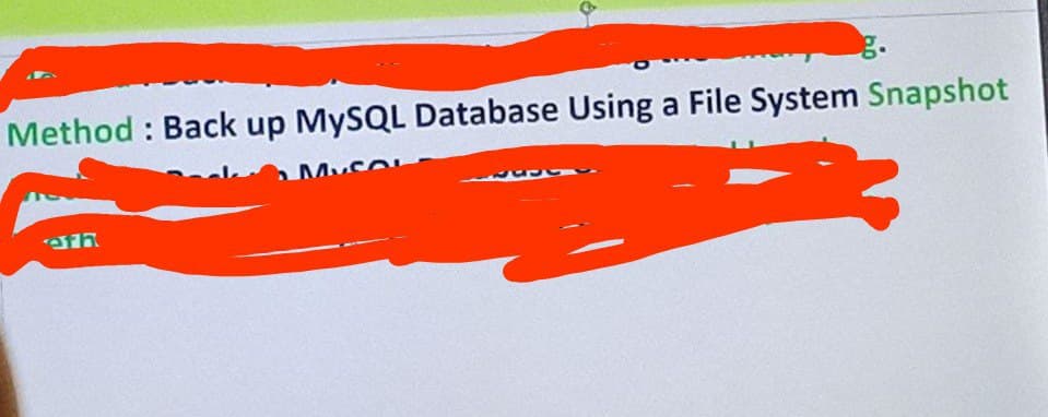 g.
Method: Back up MySQL Database Using a File System Snapshot
הן
M