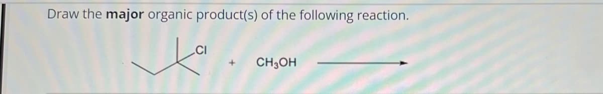 Draw the major organic product(s) of the following reaction.
CI
CH3OH