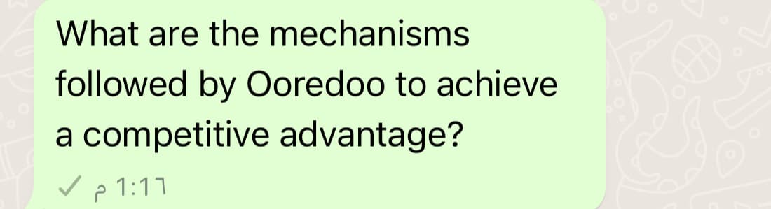 What are the mechanisms
followed by Ooredoo to achieve
a competitive advantage?
1:11 م 7