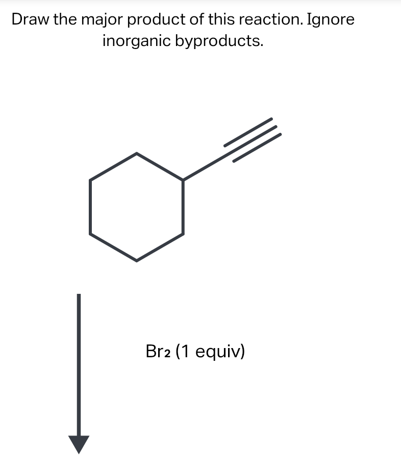Draw the major product of this reaction. Ignore
inorganic byproducts.
Br2 (1 equiv)

