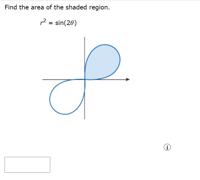 Find the area of the shaded region.
r² = sin(20)
се
i