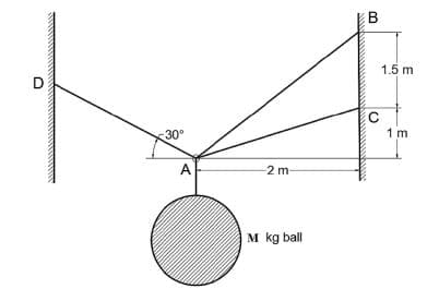 1.5 m
D
30°
1 m
A
-2 m-
M kg ball
B.
