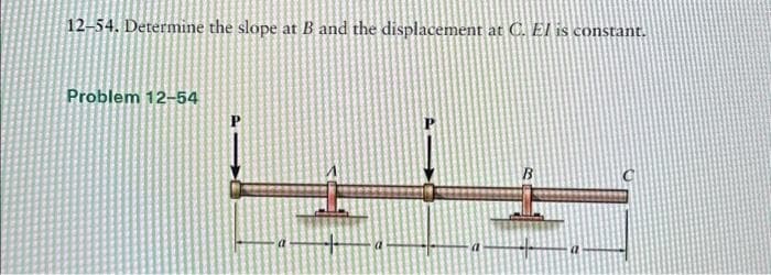 12-54. Determine the slope at B and the displacement at C. El is constant.
Problem 12-54
P1C
