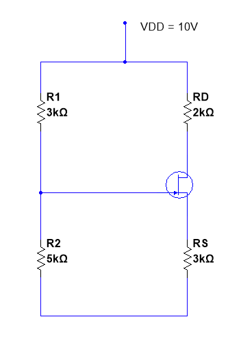 VDD = 10V
R1
RD
3kQ
2kQ
R2
RS
5kQ
3kQ
