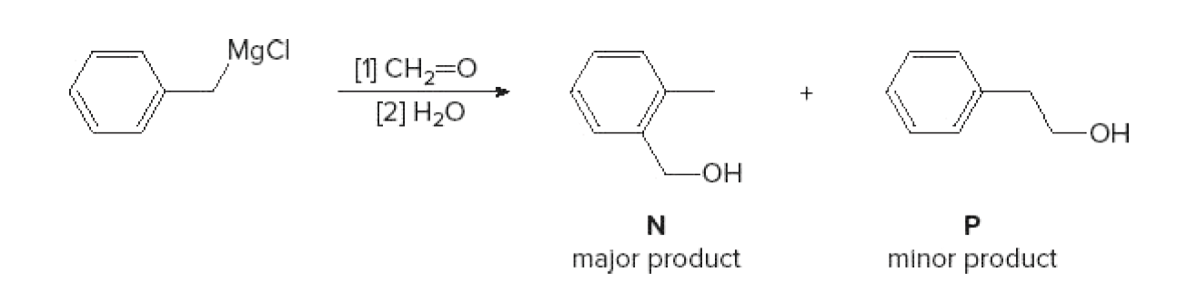 MgCI
[] CH,=0
[2] H2O
HO-
-HO-
major product
minor product
