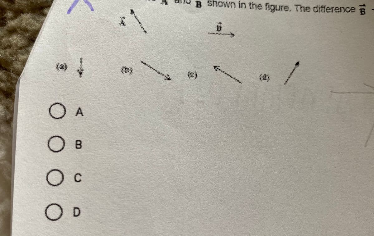 B shown in the figure. The difference B
(a)
(b)
(d)
O A
O B
Oc
O D
