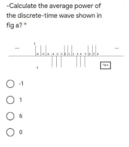 -Calculate the average power of
the discrete-time wave shown in
fig a?*
O
01
O 6
Oº
Jalala pa pa pa pa
alable
